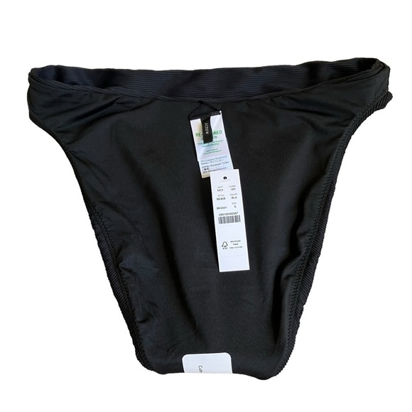 NWT J. Crew Ribbed High Rise Cheeky Bikini Bottom Black Retro 80s Style Sz S - Picture 10 of 14